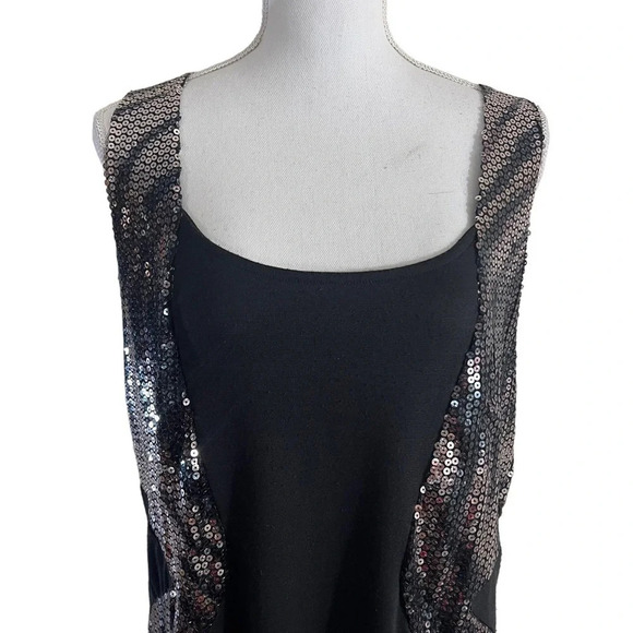 Fashion to Figure Black Dress Silver Sequins Plus Size 3X Racerback Knee Length - Picture 4 of 8